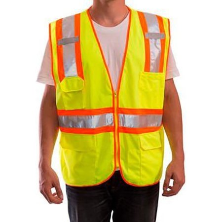 TINGLEY Job Sight„¢ Type R Class 2 Hi Vis 2-Tone Surveyor Safety Vest, Polyester, FL Yellow-Green, XXS-XS V73852.XXS-XS